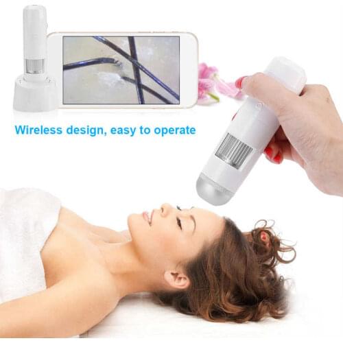 5-200X Wireless Wifi Skin Hair Scalp Detector 8 LED Digital Microscope Skin Analyser 200MP Camera Hair Follicle Tester HT-W35