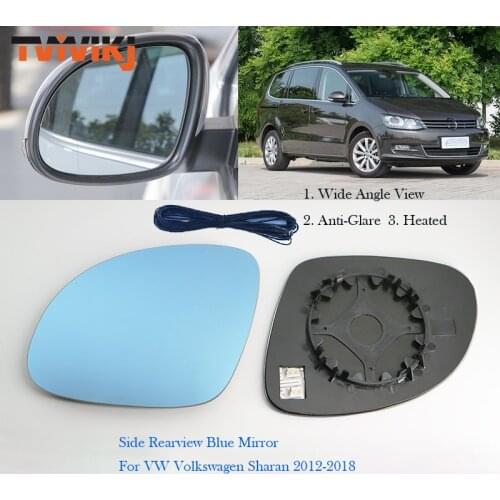 TVYVIKJ Side Rearview Mirror Blue Glass Lens For VW Sharan 2012-2018 Wide Angle View anti glare side door mirror wing