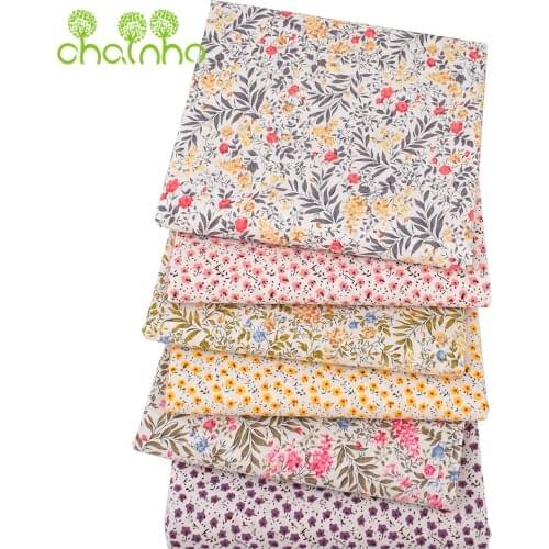Chainho,Printed Plain Poplin Cotton Fabric,DIY Sewing Quilting Material For Baby & Childs Shirt,Skirt,Dress,Small Floral Series