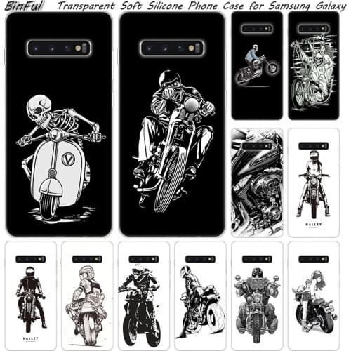 Cartoon Cool Biker motorcycle Soft Silicone Case For Samsung Galaxy S10 S9 S8 Plus S7 Edge A6 A8 Plus A7 A9 2018 A5 2017 Cover