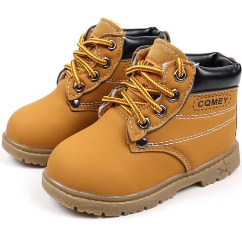 Spring Autumn Children Ankle boots Winter Girls Boots Boys Plush Snow Motorcycle Boots Lace-Up Rome Boots Kids Shoes