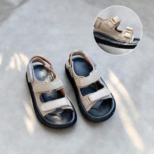 Children sandals Leather Sandals Boys Stitching Breathable Shoes Summer 2021 New Shoes Girls Beach Shoes Casual Sandals