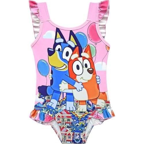 Toddler Girls Blueyi Swimsuit Kids One Piece Swimwear Cartoon Bikini Girl Beach Wear Baby Children Beach Bathing Suit Dress Girl