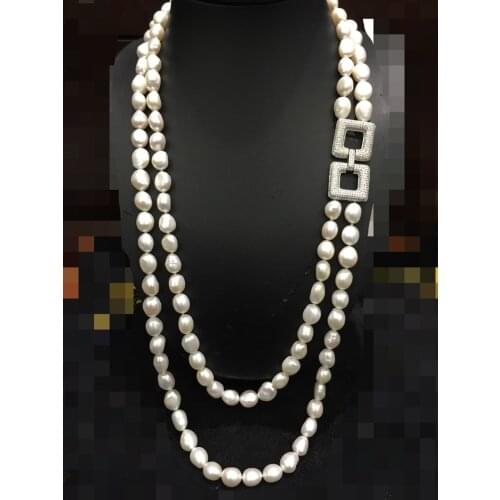 Long Fresh water Pearl Necklace Fashion Women Jewelry Double Layers multi Baroque Pearl 70CM Free Shipping