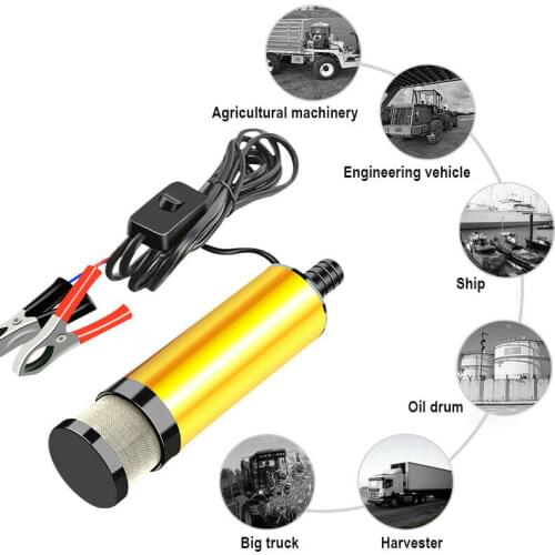 38mm Electric Car Oil Pump 12V For Pumping Diesel Oil Water Submersible Aluminum Alloy Shell 12L/minWater Fuel Transfer Pump