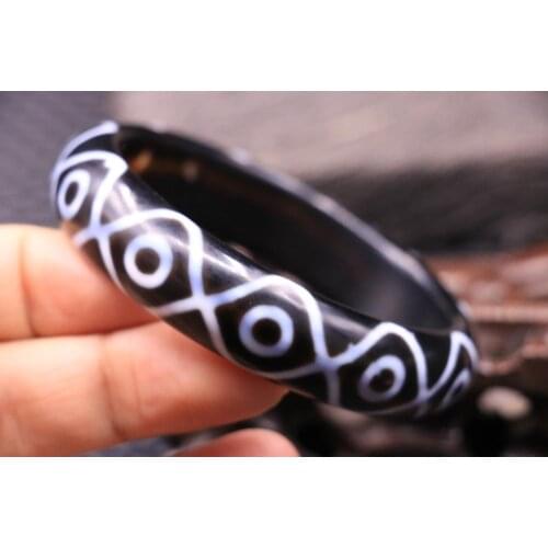 Energy Tibetan Old Agate 11 Eye Elements Totem dZi Bead Bangle Amulet AAA