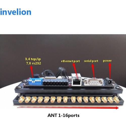 Invelion 2020 new arrival 865mhz 915mhz multi-tag 16ports long range uhf rfid reader chip impinj r2000 for Shelf asset inventory