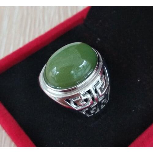 Nice Shine Ore stone finger Ring Night-luminous fluorite Men Ring S925 Silver