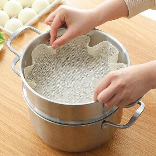 4pcs Reusable Cotton Round Steamer Cloth Grid Pad Mat Buns Steamed Bread Rice For Cooking Kitchen Gadgets Utensils Cookware