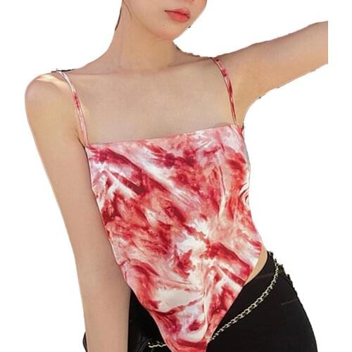 Summer Female Vest Vintage Sexy Plant Print Lacing Women Sleeveless Backless Camisole Dating Fashion Corset Top