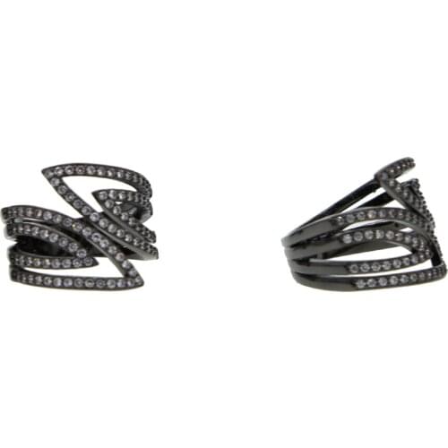 Hot Sale black Gold Color Leaves Rings Rhinestones Crystal Rings For Women High Quality Fashion Wedding Jewelry Wholesale