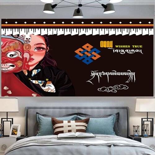 Mask Tibet girl tapestry wall hanging mandala blanket livingroom dorm decor backdrop wall cloth
