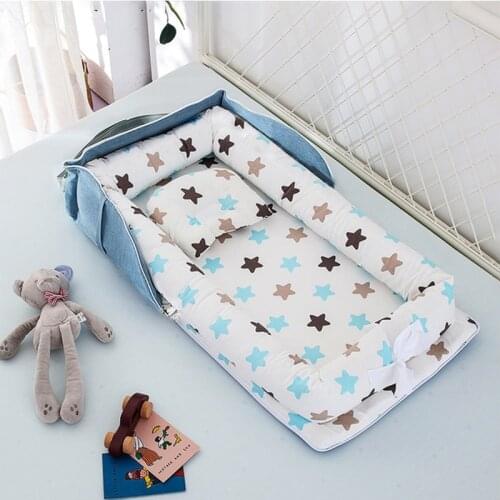 Soft Cotton Portable Baby Nest Bed for Boys Girls Travel Bed Infant Cotton Cradle Crib Baby Bassinet Newborn Bed 85*50 cm