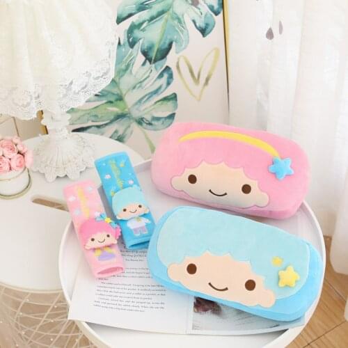 18/30CM Lovely Gemini Stuffed Cartoon Plush Car Headrest Backrest NeckRest Soft Pillow Cushion Cute Backpack Seat Belts Cover