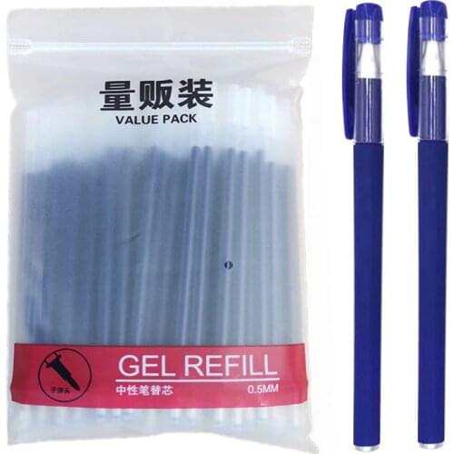 102Pcs/Lot Office Gel Pen Refill Set 0.5mm Blue Black Red ink Rod for Handle Gel Pen Refill School Writing Stationery