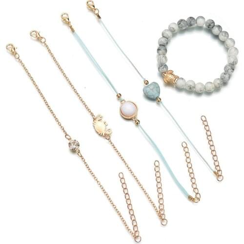 5-piece set of small turtle crab bracelet hand-woven bracelet set female accessories Support 1 piece delivery