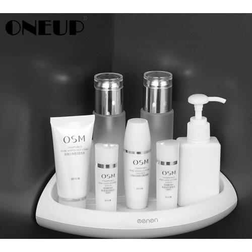 ONEUP Wall Mounted Shower Corner Shelf Plastic Storage Rack Organizer Type For Toilet Kitchen Home Bathroom Accessories Sets
