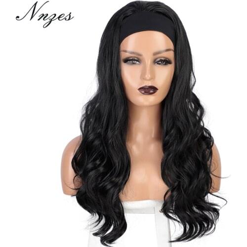NNZES 24 Inches Long Water Wave Black Headband Synthetic Wig Ombre Blonde Wig for Black Women Heat Resistant Fiber