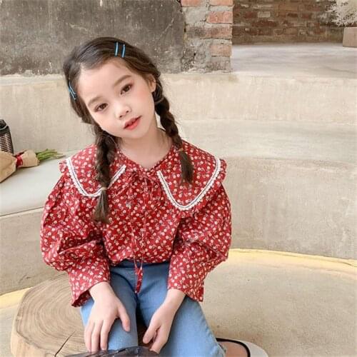 1-7T Floral Girls Blouses Toddler Kid Baby Clothes Spring Summer Boho Beach Flower Print Shirt Elegant Cute Sweet Top Outfit
