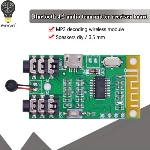 Bluetooth 4.2 wireless audio transmitter receiver board 3.7V~5V 10M Distance MP3 decoding wireless module Speakers diy 3.5mm