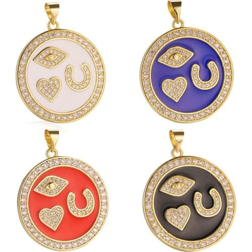 DIY New Findings Multicolor Pendant Charms For Jewelry Making Crystals Shell Crown Rainbow Evil Eye Lucky Coin Necklace Supplies