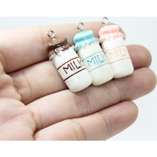 10pcs-- 26*13mm Kawaii Resin Milk Bottle Flat back Charms Pendants for DIY decoration bracelets Necklace Earring Jewelry Making