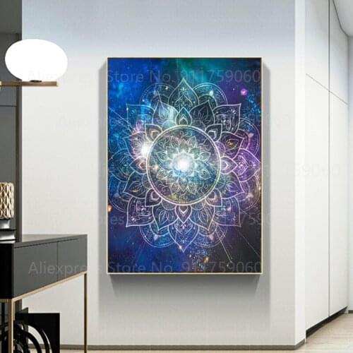 Galaxy universe Canvas Painting Mandala Wall Art Posters and Prints Pictures for Living Room Bedroom Home Wall Decor