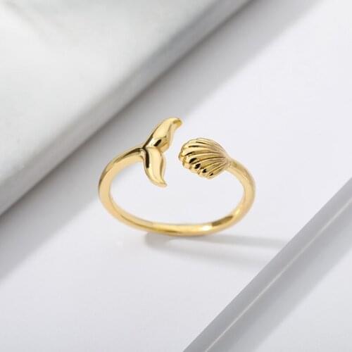 Simple Trendy Silver Color Mermaid Tail Cuff Ring for Women Fashion Adjustable Wedding Ring Valentines Day Jewelry Gift