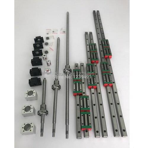 Ru Delivery 6Set Hgr20- 400/700/1000Mm Linear Guide Rail + Sfu1605- 400/700/1000Mm Ballscrew + Bk12/bf12 + Nut Housing Cnc Parts