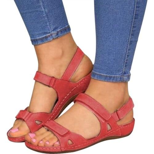 2020 Hot Sale Women Summer Open Toe Comfy Sandals Super Soft Premium Orthopedic Low Heels Walking Sandals Toe Corrector Cusion