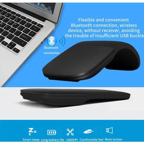 Folding WirelessMouse Portable Bluetooth Computer Mouse Arc Touch Mouse Ultra-Thin Optical Gaming Folding Mouse Laptop USB Mouse