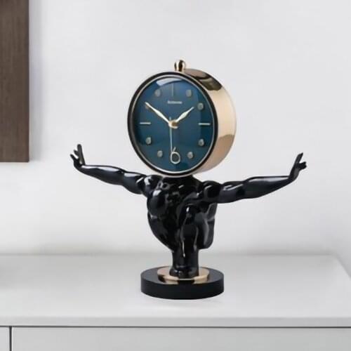 Modern European Style Table Clock Living Room Decorative Desktop Desk Clock Originality Electronic Desk Clock Pointer Clock