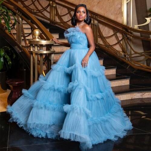 Light Sky Blue Quinceanera Dresses Strapless Lace up Back Ruched Pleats Long Formal Prom Party Gowns for Sweet 16