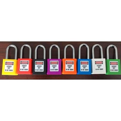 TNT express ! 10pcs/lot steel metal Shackle ABS safety padlock keyed unuqie or same Nylon body safety padlocks