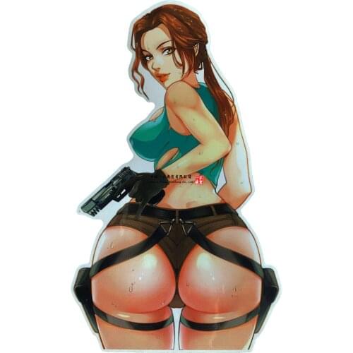 Thick Thighs Save Lives Anime Girls Waifu Decal Car Window Premium Vinyl Decals for Original Tomb Raider Lara Croft Sexy Behind