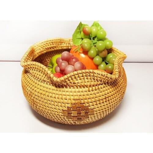 Vietnam rattan tea point box handmade fruit basket dried fruit plate snack basket home storage basket creative desktop storage b