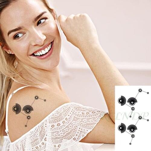 Waterproof Temporary Tattoo Sticker Line Draw Circle Geometric Element Tatto Flash Tatoo Fake Tattoos Art for Men Women