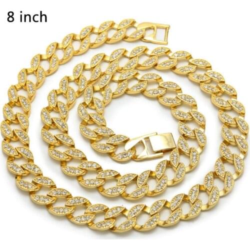 Hip Hop Jewelry Gold Plated Iced CZ Miami Cuban Link Chain Necklace Bracelet