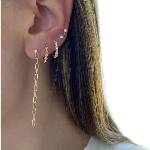 100% 925 sterling silver Mini Round earring with cz paved bamboo shape band hoop earrings with bling cz jewelry For women lady