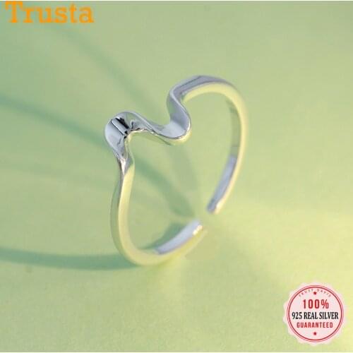 Trustdavis Minimalist 100% 925 Sterling Silver Fashion Sake S Waves Adjustable Ring Wonderful Women Party Silver 925 Ring DA133