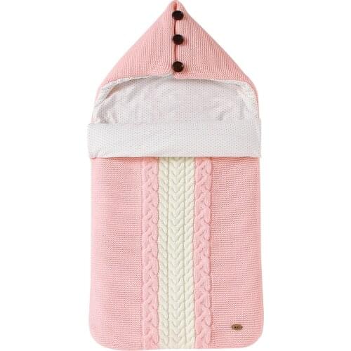 2021 Winter Newborn Sleeping Bag Baby Stroller Swaddle Wrap Blankets Warm Infant Bebes Envelope Sleep Sack Knitted Baby Item