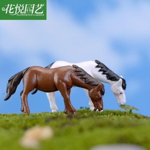 1 pcs moss micro-landscape decoration simulation mini-new horse and pony PVC doll handmade multi-meat doll