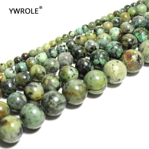 100% Natural Round Natural African Turquoises Stone Round Loose Beads For Jewelry DIY Bracelet Making 4mm 6mm 8mm 10mm 12mm