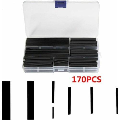 180pcs Black Polyolefin Shrinking Assorted Heat Shrink Tube Wire Cable Insulated Sleeving heat shrink tubing Set