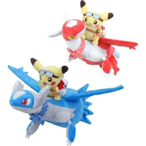 2pcs/Set Pokemon Limited Edition Pikachu Riding Latias&Latios Plush Stuffed Toy Dolls 28cm Creative Gift Collection For Children