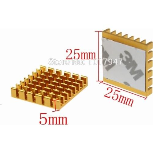 30 Pieces lot 25x25x5mm Golden Aluminum Heatsink Radiator Cooler for Electronic IC LED Computer
