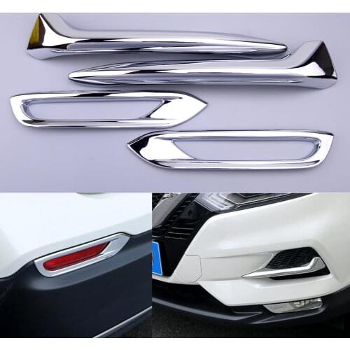 4Pcs ABS Chrome Car Front Rear Fog Lamp Light Cover Trim Fit for Nissan Rogue Sport Qashqai 2020