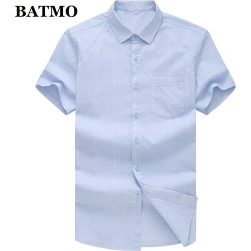 BATMO 2020 new summer high quality 70% cotton shirts men,mens casual plaid shirt,plus-size M-XXXL CY80116