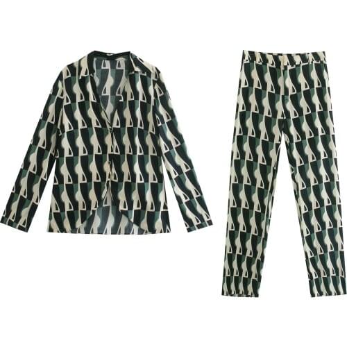 VUWWYV Za Women Flare Pants Sets Print High Waist Pants Woman Summer 2021 Fashion Streetwear Trousers Women Y2K pants Suits