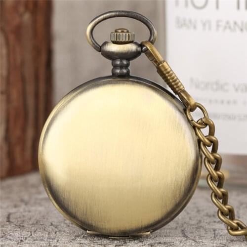 Bronze Smooth Silver Case Hand-winding Mechanical Pocket Watches Roman Numerals Dial Pendant Chain Fob Antique Clock Unisex Gift